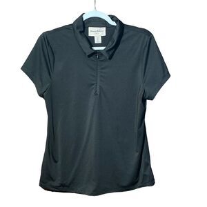 Tommy Bahama Golf 1/4 Zip Black Short Sleeve Polo Shirt Women's Size Large